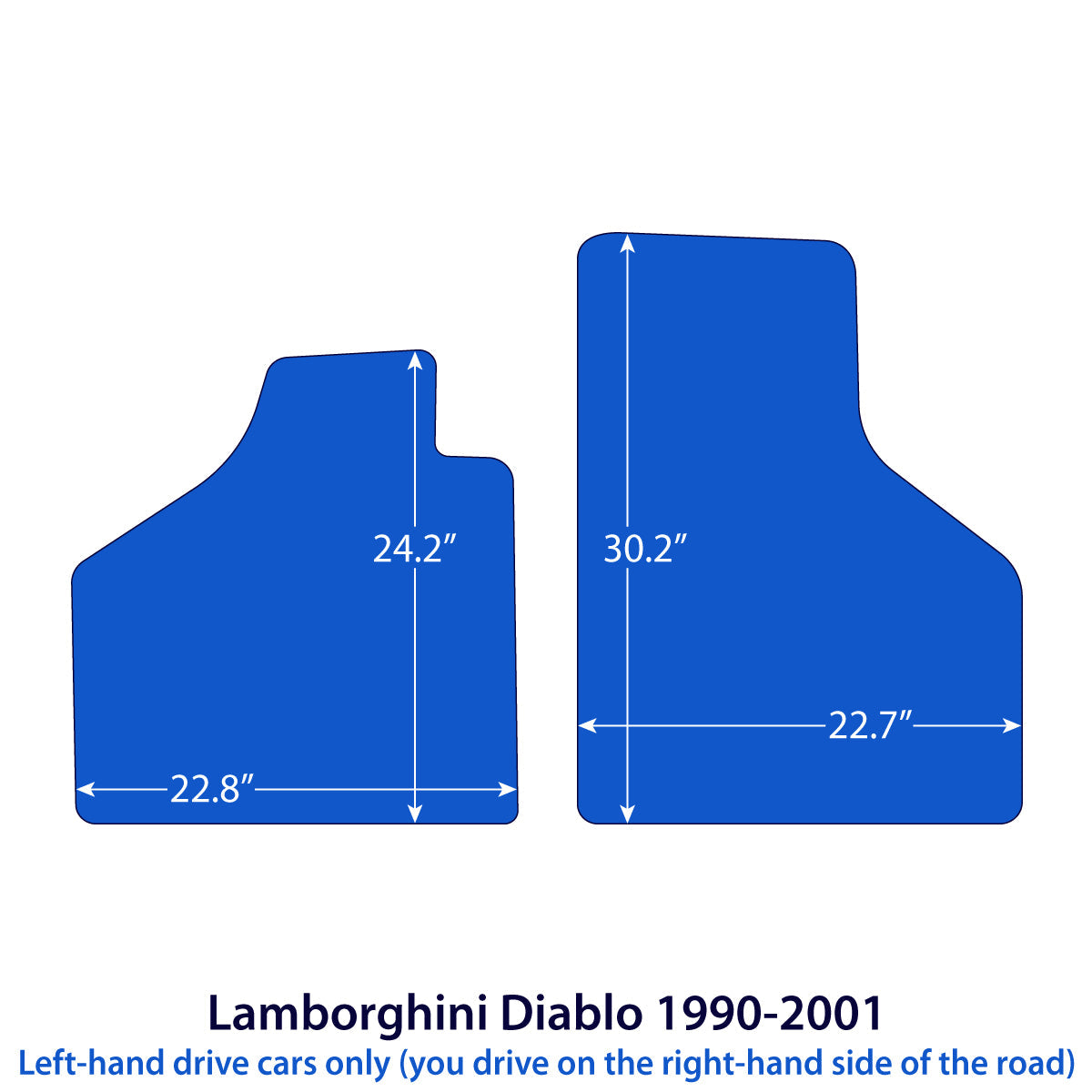 Lamborghini Diablo Velours-Fußmatten 1990-2001 – Schwarz