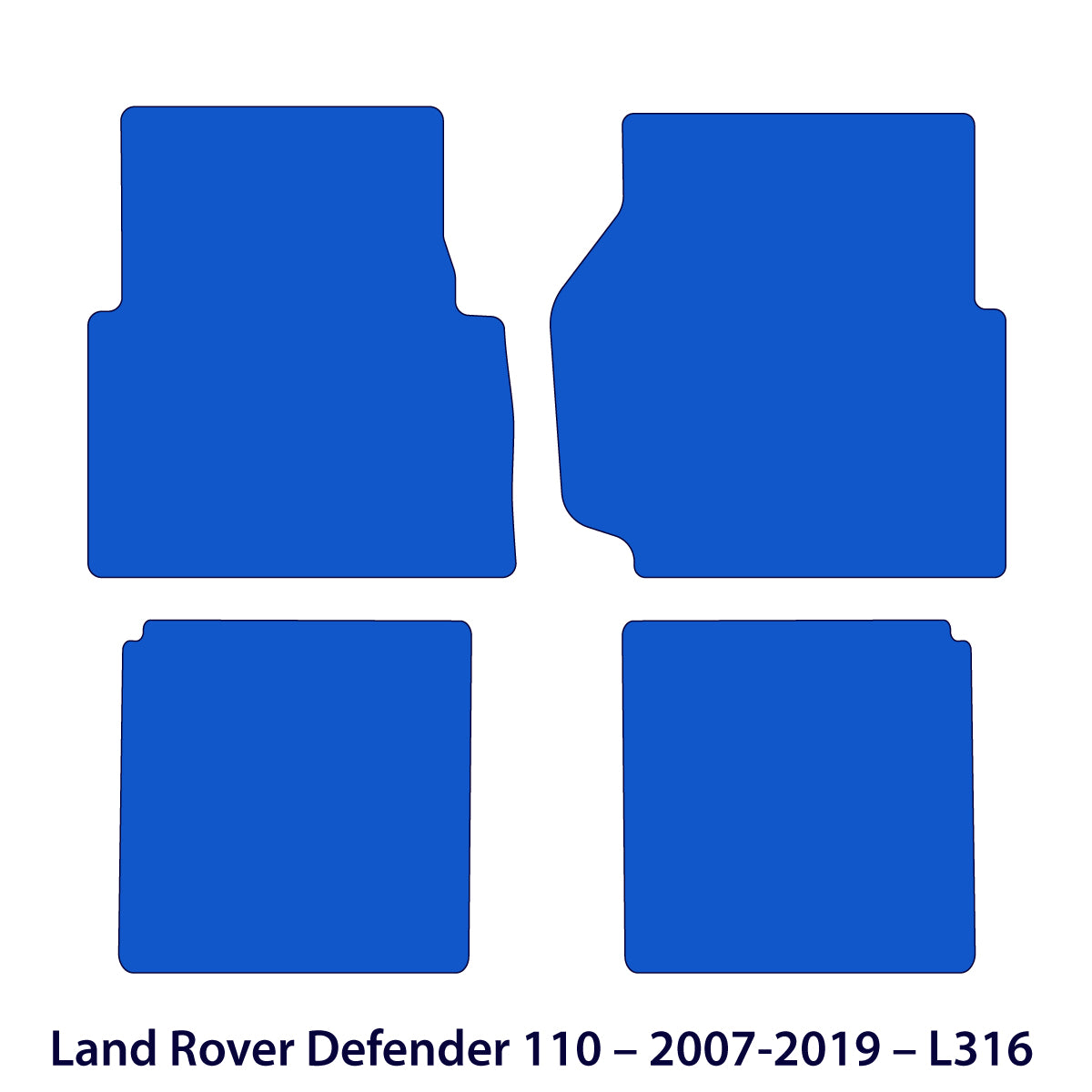 Land Rover Defender 110 Velours-Fußmatten 2007-2016 – L316 – Schwarz