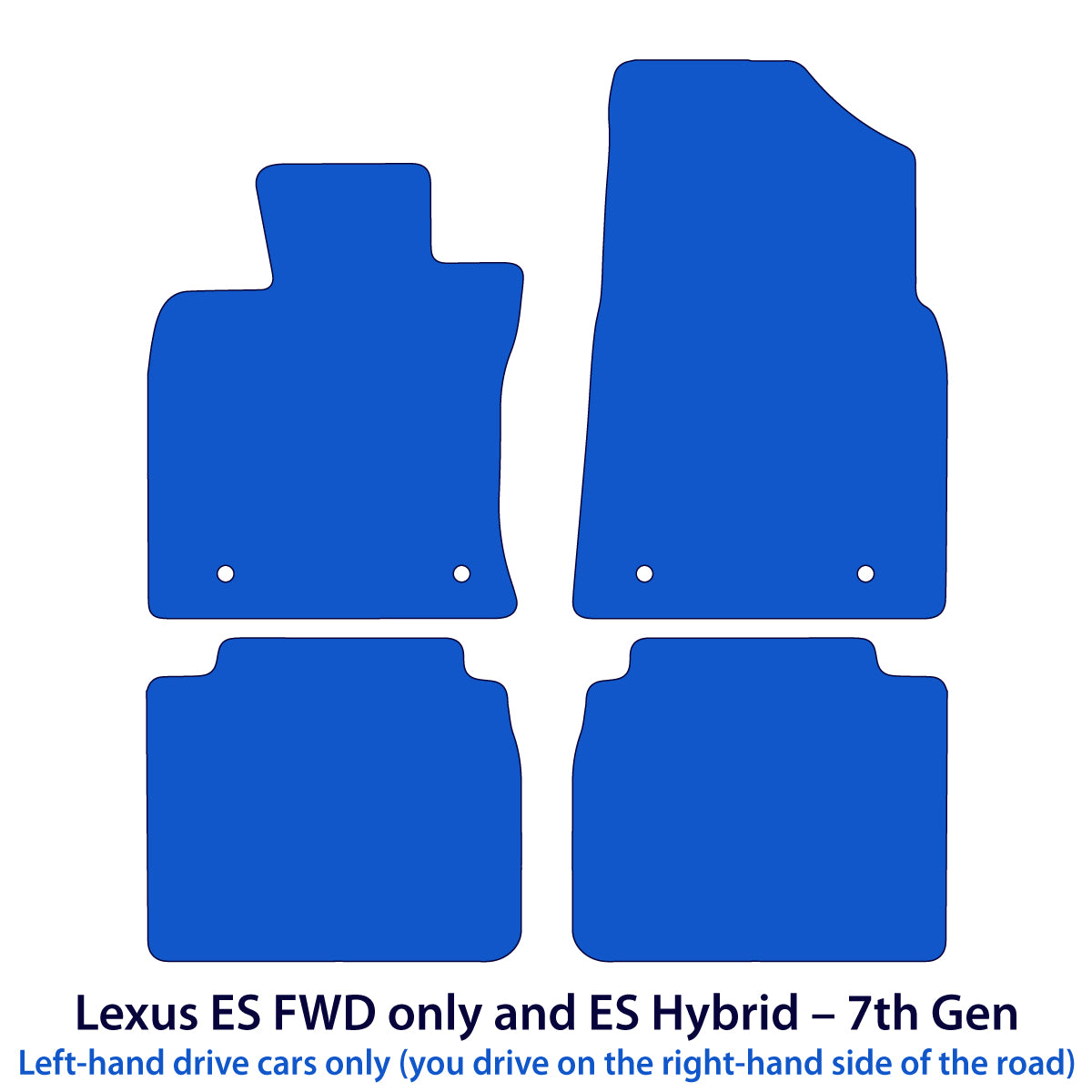Lexus ES FWD und ES Hybrid Velours-Fußmatten 2019–2026 – 7. Gen – Schwarz