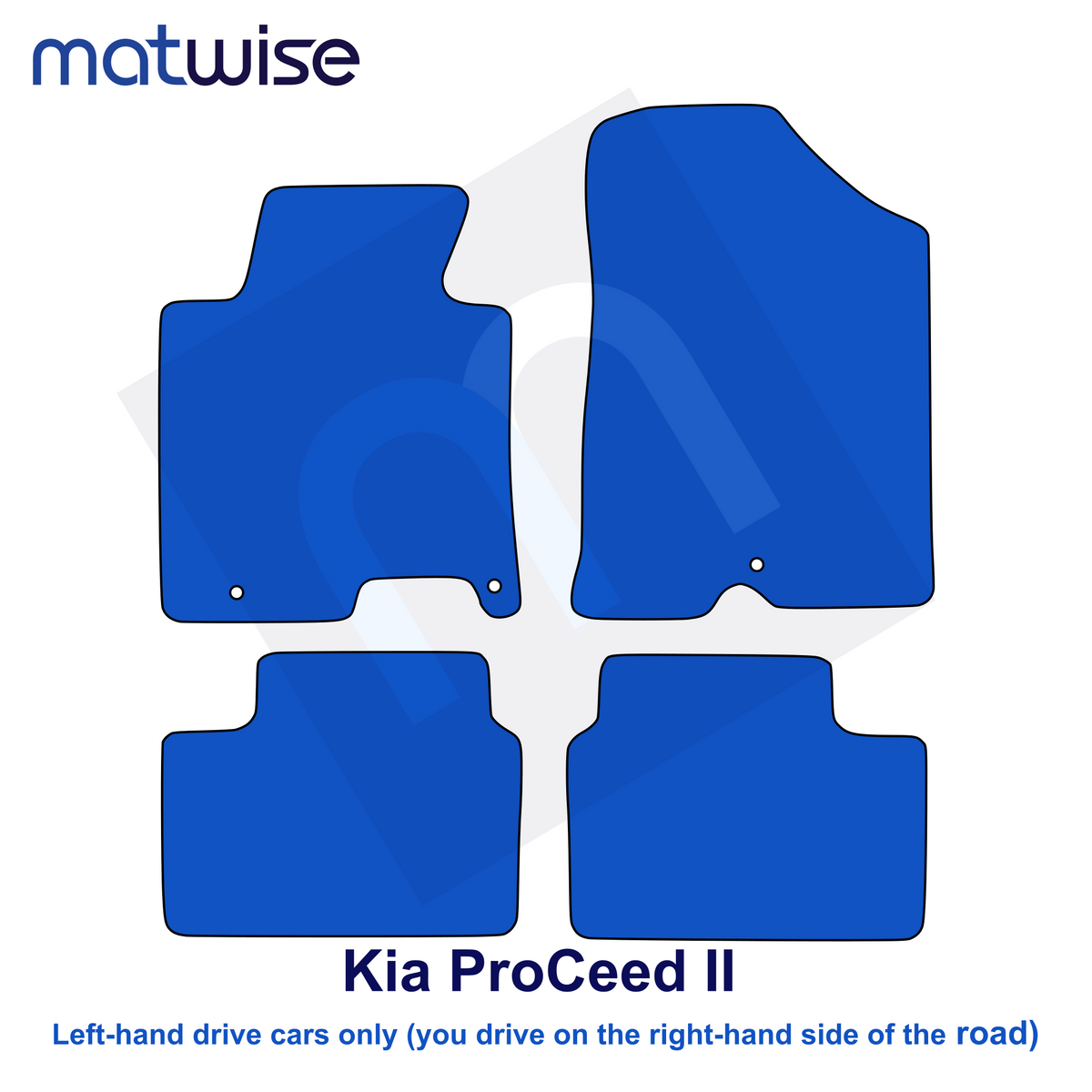Kia ProCeed II 2013–2018 – technical floor mat layout for left-hand-drive vehicles | MATWISE