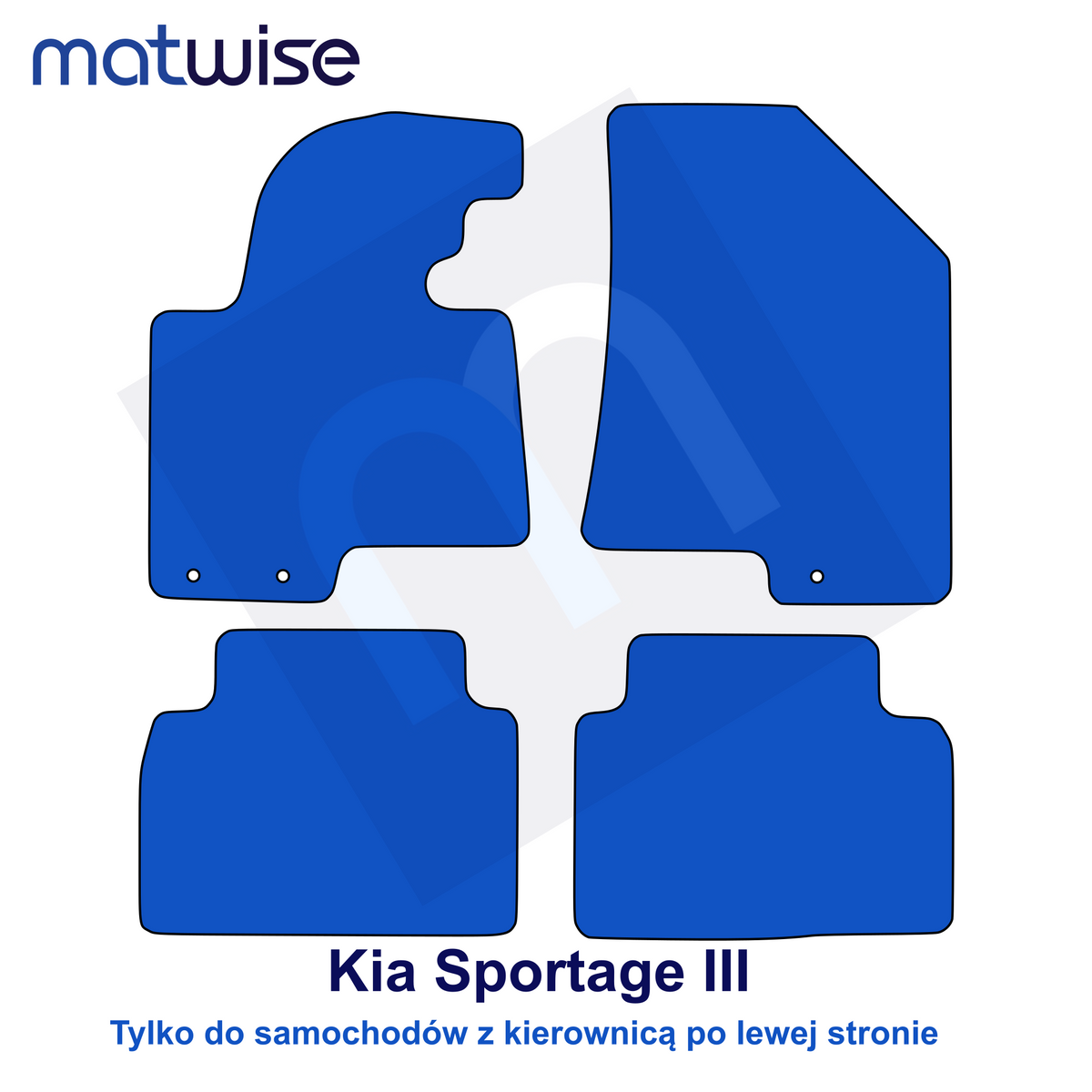 Kia Sportage III 2010–2015 – rysunek techniczny dywaników samochodowych do aut z kierownicą po lewej stronie | MATWISE