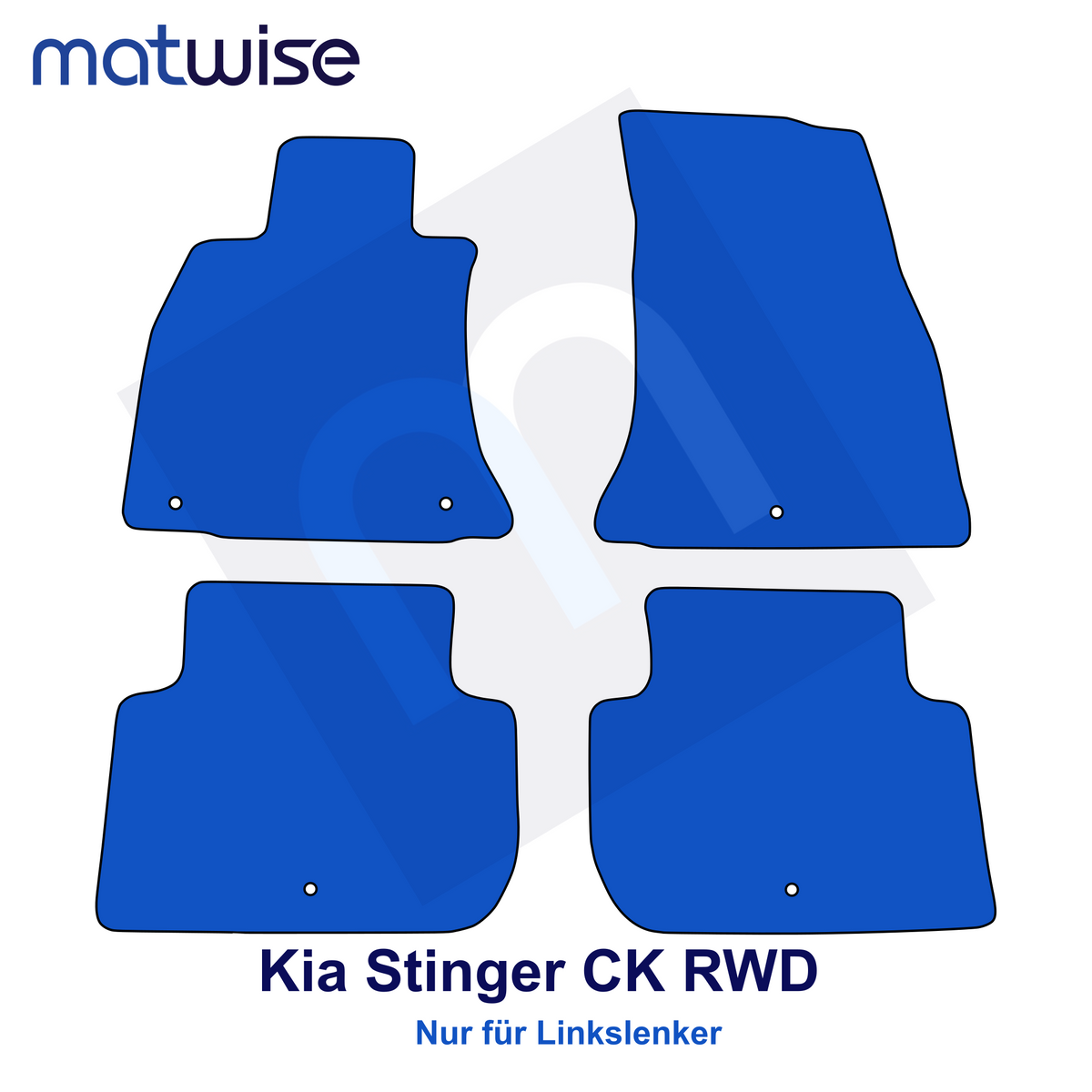 Kia Stinger CK RWD 2017–2023 – technische Fußmattenzeichnung für Linkslenker | MATWISE