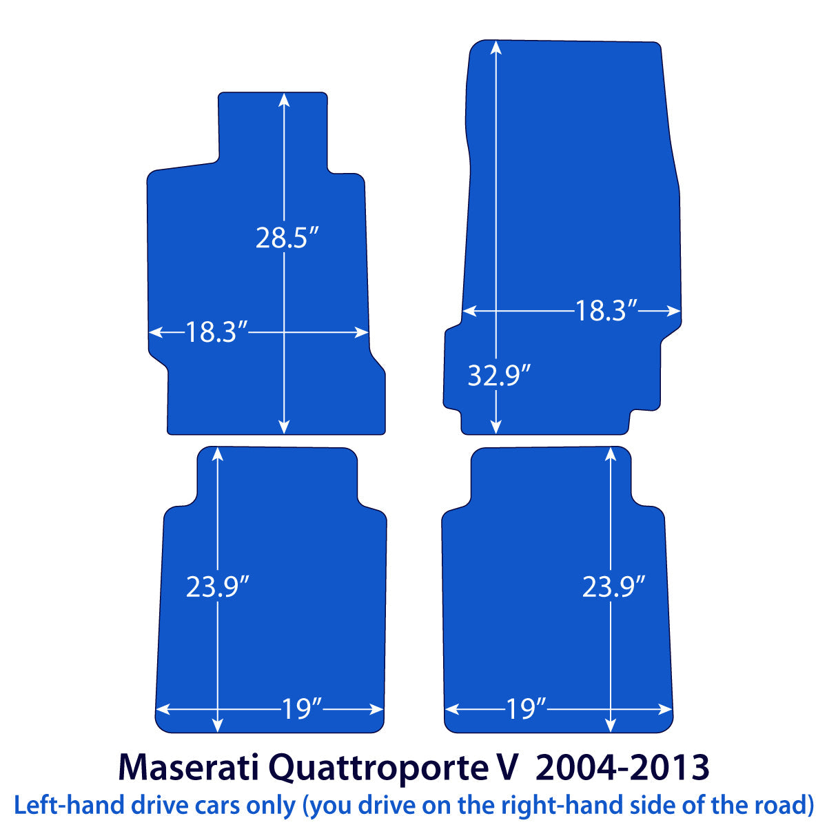 Maserati Quattroporte V Velours Fußmatten 2004-2013 – Schwarz