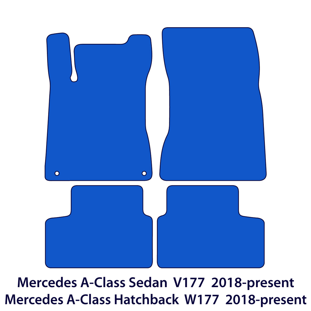 Mercedes A-Klasse Velours Fußmatten 2018-2026 – V177 W177 – Schwarz