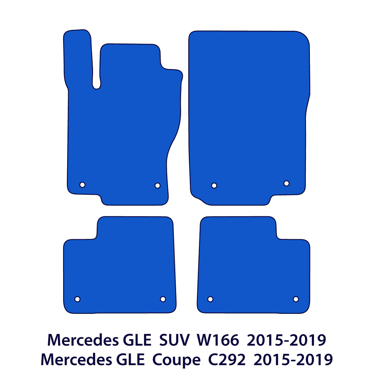 Mercedes GLE Velours Fußmatten 2015-2019 SUV & Coupé W166 & C292 – Schwarz