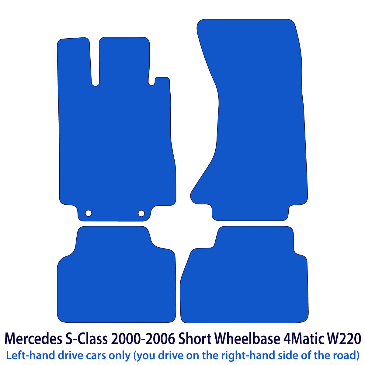 Mercedes S-Klasse Kurz 4matic Velours Fußmatten 2002-2005 – W220 – Schwarz