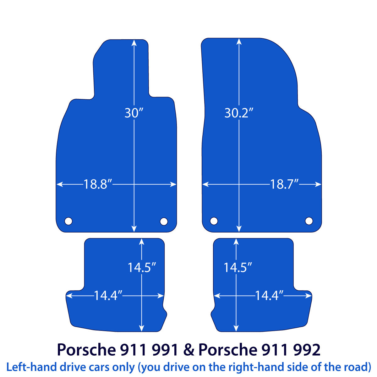 Porsche 911 Velours Fußmatten 2012-2026 – 991 & 992 – Schwarz Exklusiv