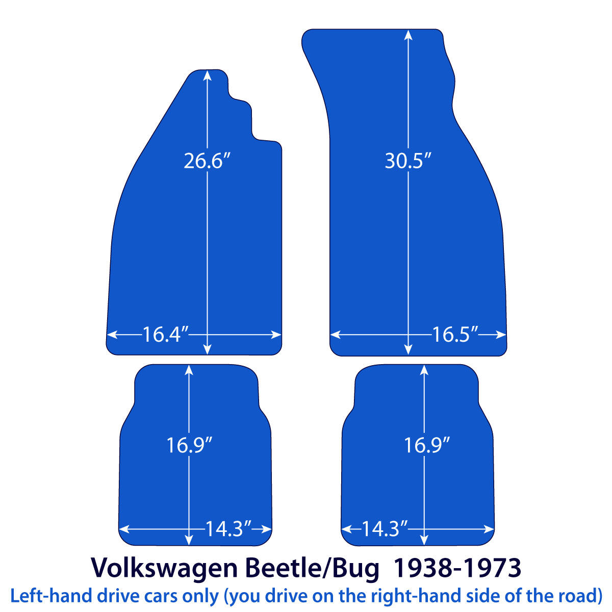 Volkswagen Käfer Velours Fußmatten 1938-1973 – Schwarz