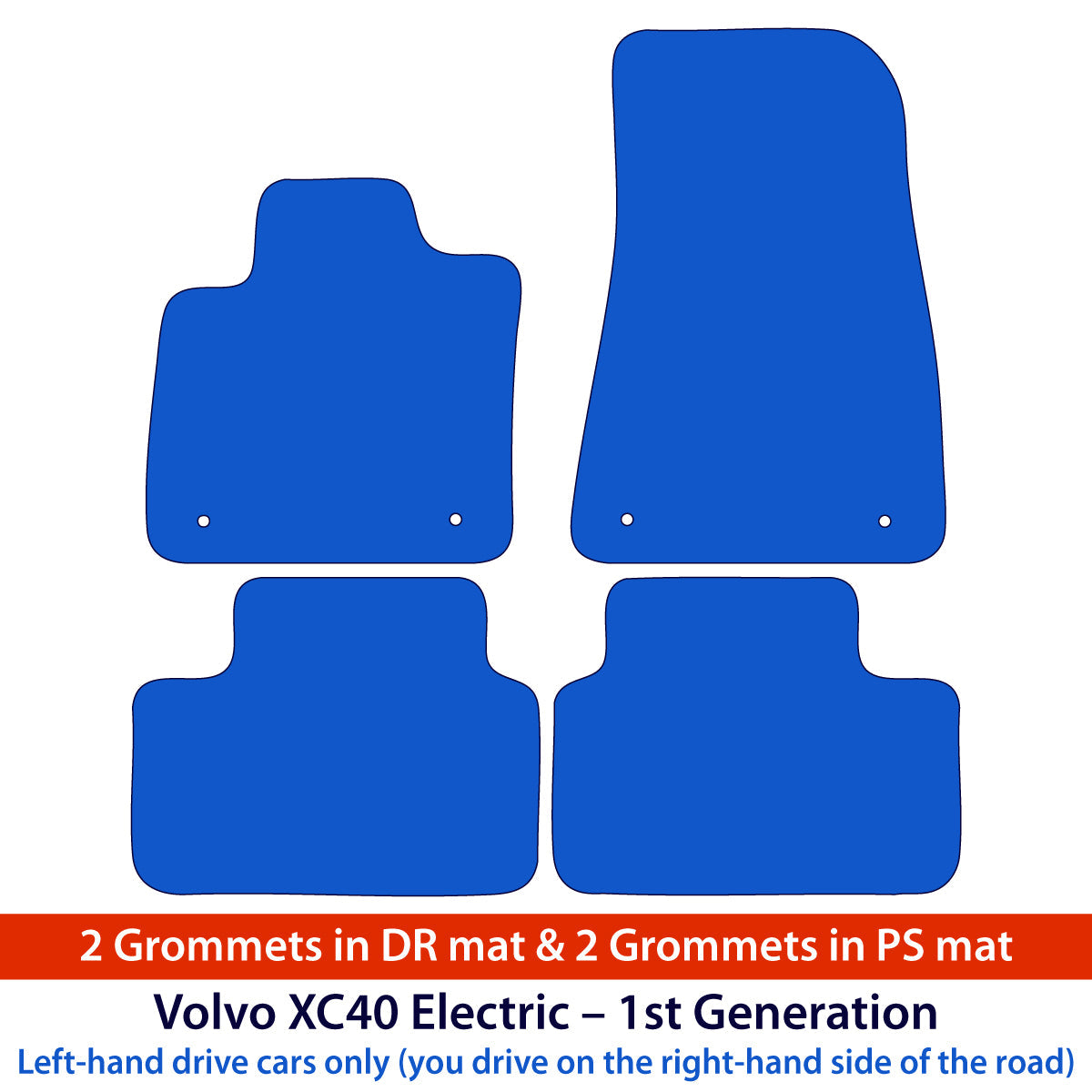Volvo XC40 Elektro Velours Fußmatten 2020-2026 – Clips in Fahrer- und Beifahrerseite – Beige