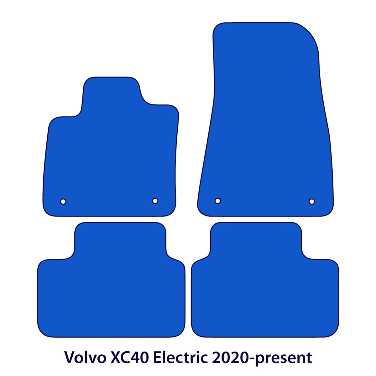 Volvo XC40 Electric Velours Fußmatten 2020-2026 – Clips in Fahrer- und Beifahrerseite – Flaggenlogo