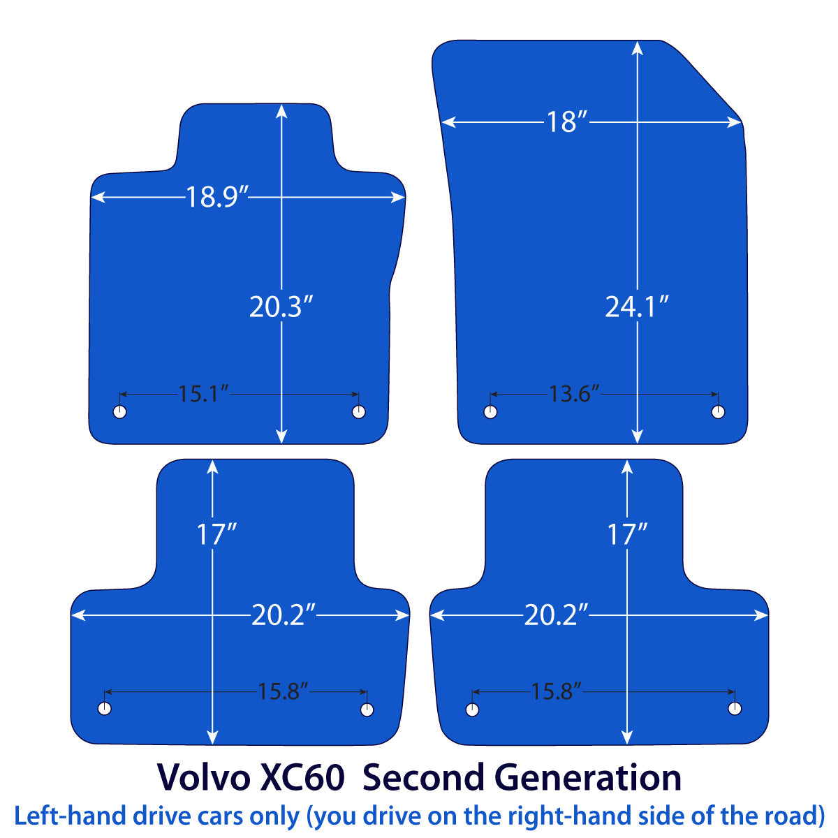 Volvo XC60 Velours Fußmatten – 2017-2026 – 2. Generation – Flaggen-Logo